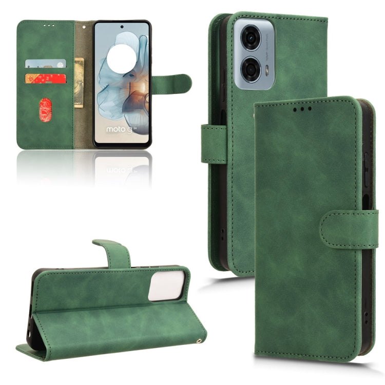 For Motorola Moto G Power 5G 2024 Skin Feel Magnetic Flip Leather Phone Case(Green) by buy2fix