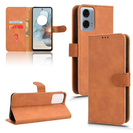 For Motorola Moto G Power 5G 2024 Skin Feel Magnetic Flip Leather Phone Case(Brown) by buy2fix
