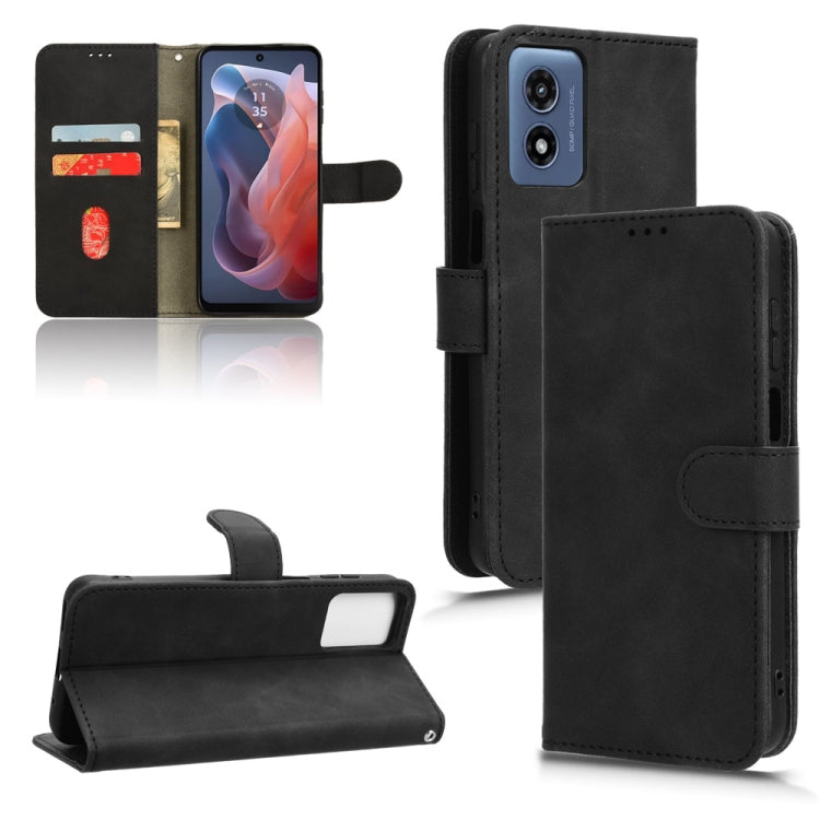 For Motorola Moto G Paly 4G 2024 Skin Feel Magnetic Flip Leather Phone Case(Black) by buy2fix