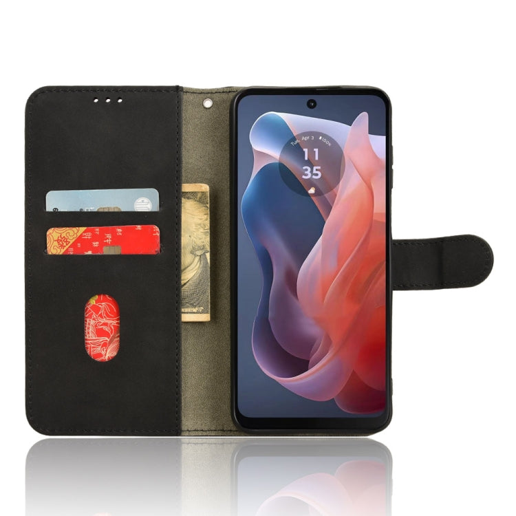 For Motorola Moto G Paly 4G 2024 Skin Feel Magnetic Flip Leather Phone Case(Black) by buy2fix