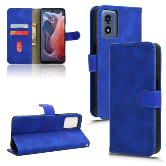 For Motorola Moto G Paly 4G 2024 Skin Feel Magnetic Flip Leather Phone Case(Blue) by buy2fix