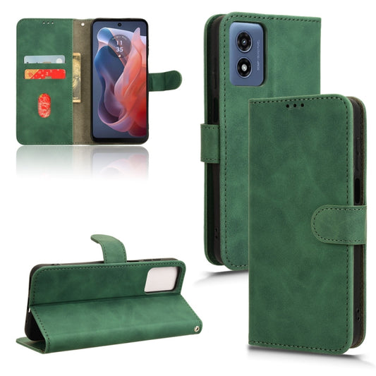 For Motorola Moto G Paly 4G 2024 Skin Feel Magnetic Flip Leather Phone Case(Green) by buy2fix