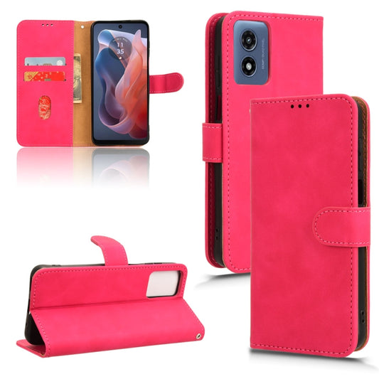 For Motorola Moto G Paly 4G 2024 Skin Feel Magnetic Flip Leather Phone Case(Rose Red) by buy2fix