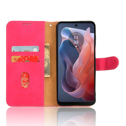For Motorola Moto G Paly 4G 2024 Skin Feel Magnetic Flip Leather Phone Case(Rose Red) by buy2fix