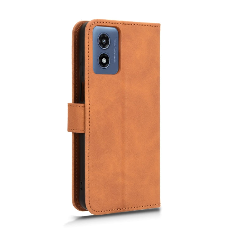 For Motorola Moto G Paly 4G 2024 Skin Feel Magnetic Flip Leather Phone Case(Brown) by buy2fix