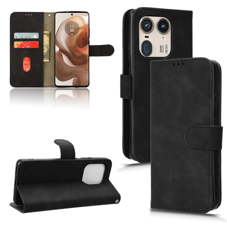 For Motorola Edge 50 Ultra Skin Feel Magnetic Flip Leather Phone Case(Black) by buy2fix