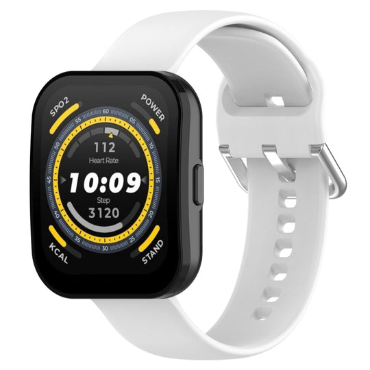 For Amazfit Bip 5 Silicone Watch Band, Size:L Size(White)