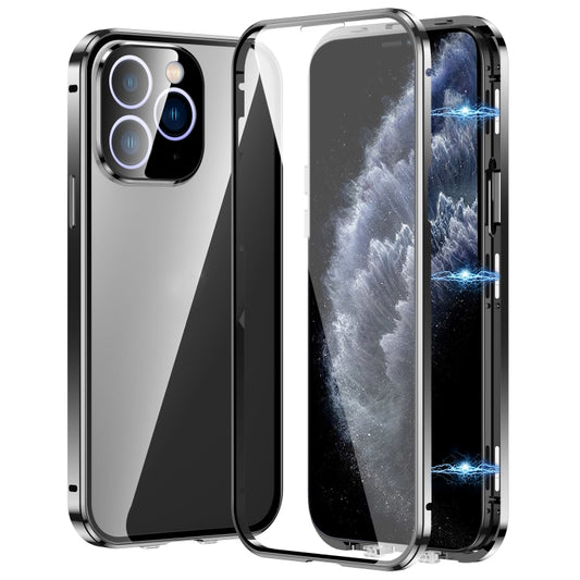 For iPhone 11 Pro Magnetic Double-buckle HD Tempered Glass Phone Case(Black) - iPhone 11 Pro Cases by buy2fix | Online Shopping UK | buy2fix