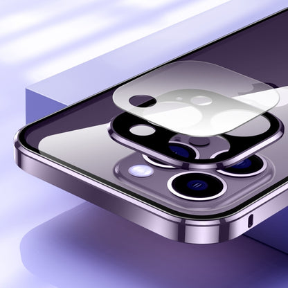 For iPhone 15 Pro Magnetic Double-buckle HD Tempered Glass Phone Case(Purple) - iPhone 15 Pro Cases by buy2fix | Online Shopping UK | buy2fix