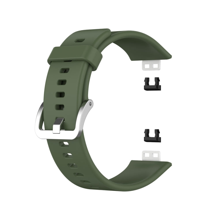 For Huawei Watch Fit Special Edition Silicone Silver Steel Buckle Watch Band(Dark Green) by buy2fix