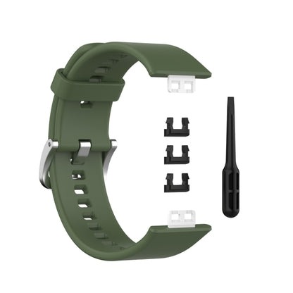 For Huawei Watch Fit Special Edition Silicone Silver Steel Buckle Watch Band(Dark Green) by buy2fix