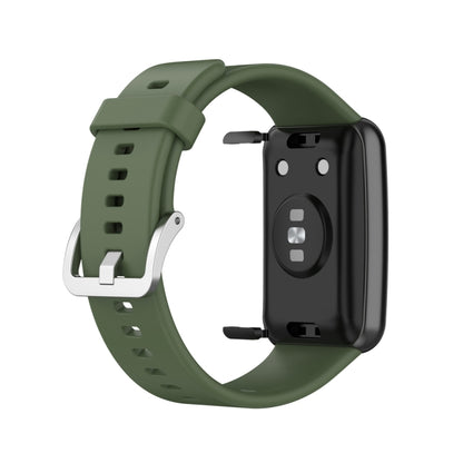 For Huawei Watch Fit Special Edition Silicone Silver Steel Buckle Watch Band(Dark Green) by buy2fix