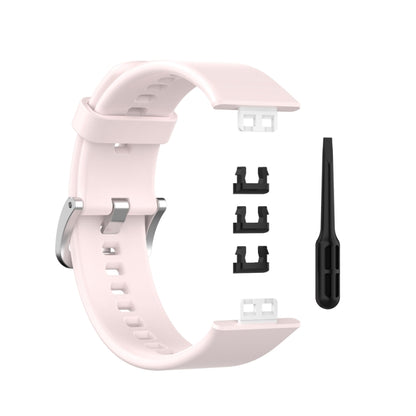For Huawei Watch Fit Special Edition Silicone Silver Steel Buckle Watch Band(Pink) by buy2fix