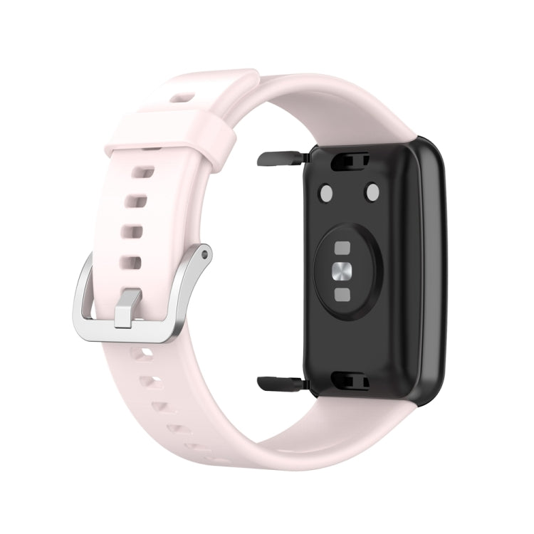 For Huawei Watch Fit Special Edition Silicone Silver Steel Buckle Watch Band(Pink) by buy2fix