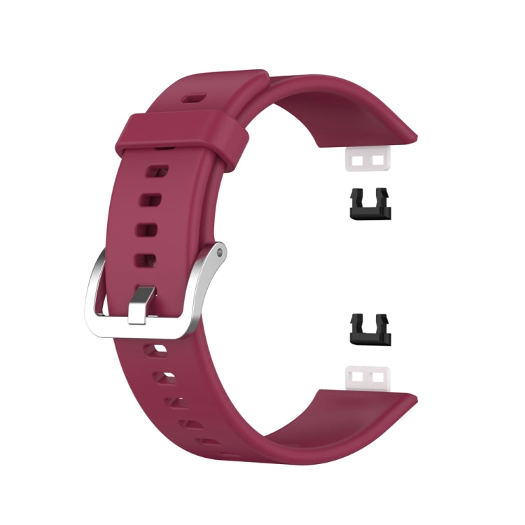 For Huawei Watch Fit Special Edition Silicone Silver Steel Buckle Watch Band(Wine Red) by buy2fix