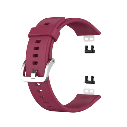 For Huawei Watch Fit Special Edition Silicone Silver Steel Buckle Watch Band(Wine Red) by buy2fix