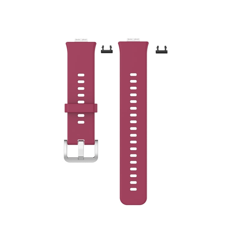 For Huawei Watch Fit Special Edition Silicone Silver Steel Buckle Watch Band(Wine Red) by buy2fix