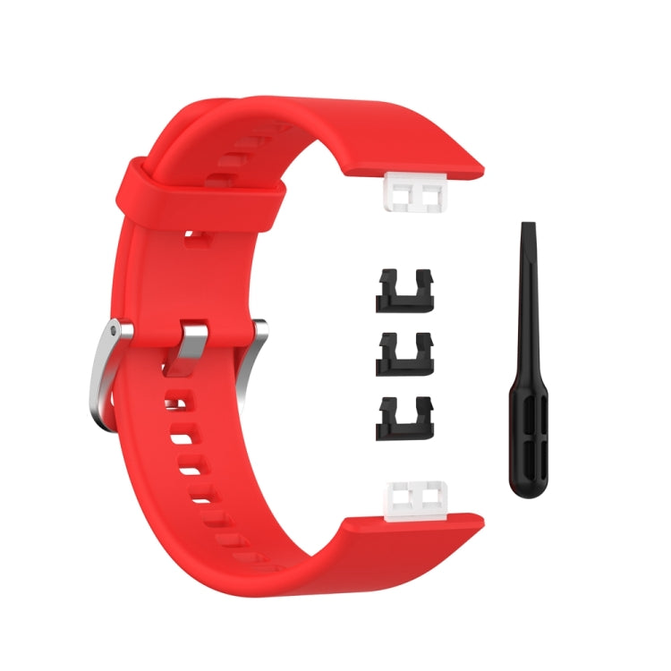 For Huawei Watch Fit Special Edition Silicone Silver Steel Buckle Watch Band(Red) by buy2fix