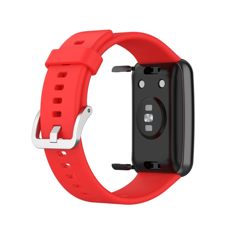 For Huawei Watch Fit Special Edition Silicone Silver Steel Buckle Watch Band(Red) by buy2fix
