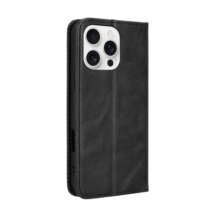 For iPhone 16 Pro Magnetic Buckle Retro Texture Leather Phone Case(Black) by buy2fix