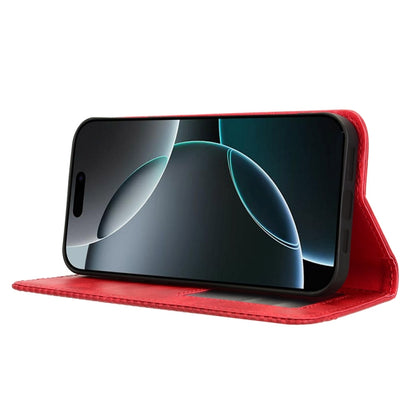 For iPhone 16 Pro Magnetic Buckle Retro Texture Leather Phone Case(Red) by buy2fix