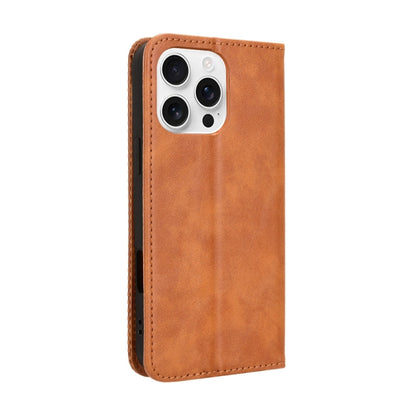 For iPhone 16 Pro Magnetic Buckle Retro Texture Leather Phone Case(Brown) by buy2fix