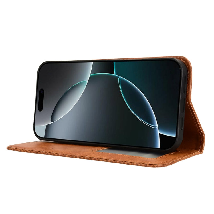 For iPhone 16 Pro Magnetic Buckle Retro Texture Leather Phone Case(Brown) by buy2fix