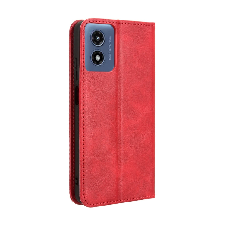 For Motorola Moto G Play 4G 2024 Magnetic Buckle Retro Texture Leather Phone Case(Red) by buy2fix