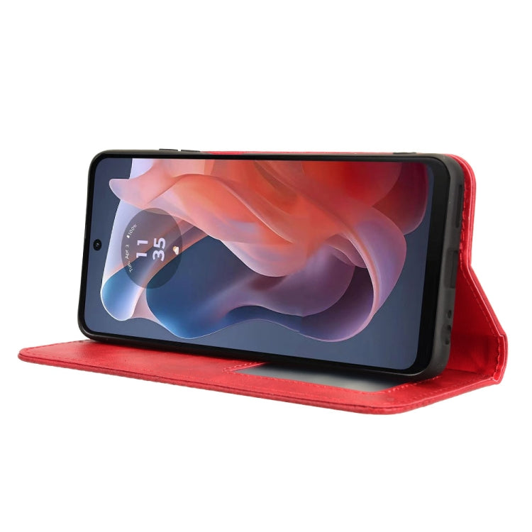 For Motorola Moto G Play 4G 2024 Magnetic Buckle Retro Texture Leather Phone Case(Red) by buy2fix