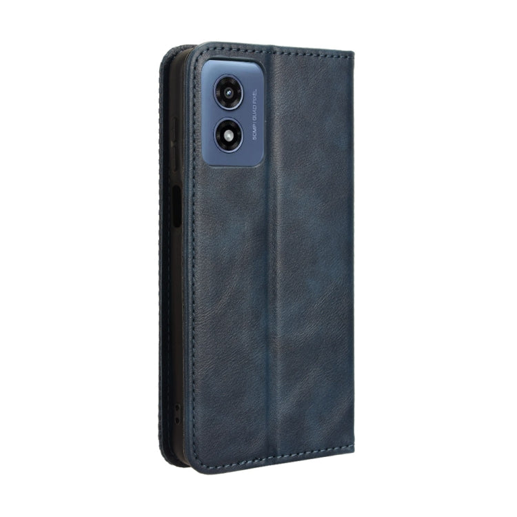 For Motorola Moto G Play 4G 2024 Magnetic Buckle Retro Texture Leather Phone Case(Blue) by buy2fix