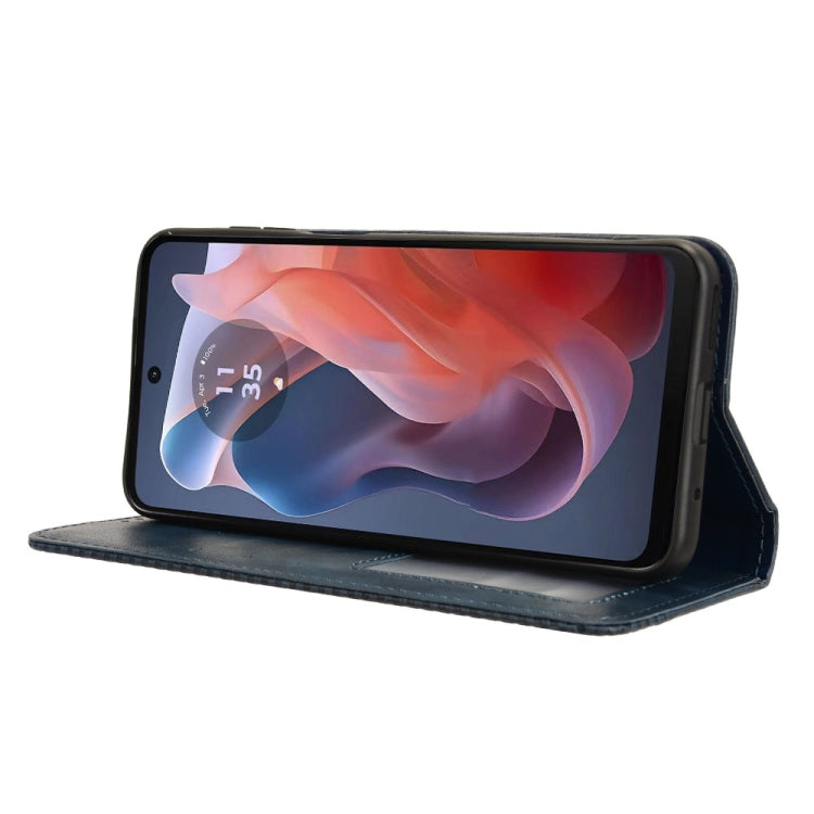 For Motorola Moto G Play 4G 2024 Magnetic Buckle Retro Texture Leather Phone Case(Blue) by buy2fix