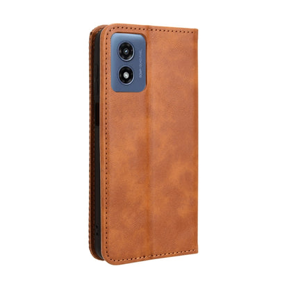 For Motorola Moto G Play 4G 2024 Magnetic Buckle Retro Texture Leather Phone Case(Brown) by buy2fix