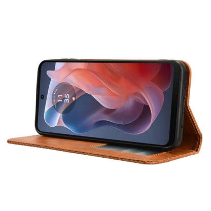 For Motorola Moto G Play 4G 2024 Magnetic Buckle Retro Texture Leather Phone Case(Brown) by buy2fix