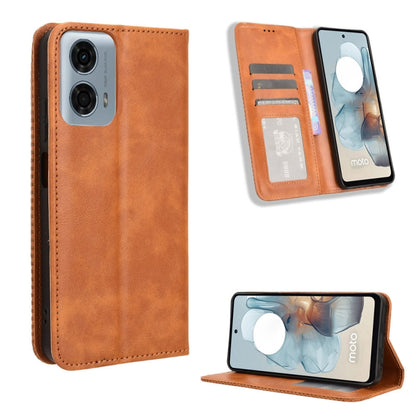 For Motorola Moto G Power 5G 2024 Magnetic Buckle Retro Texture Leather Phone Case(Brown) by buy2fix