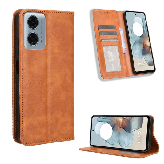 For Motorola Moto G Power 5G 2024 Magnetic Buckle Retro Texture Leather Phone Case(Brown) by buy2fix