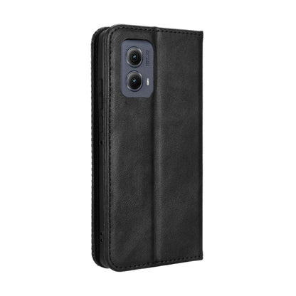 For Motorola Edge 2024 5G Magnetic Buckle Retro Texture Leather Phone Case(Black) by buy2fix