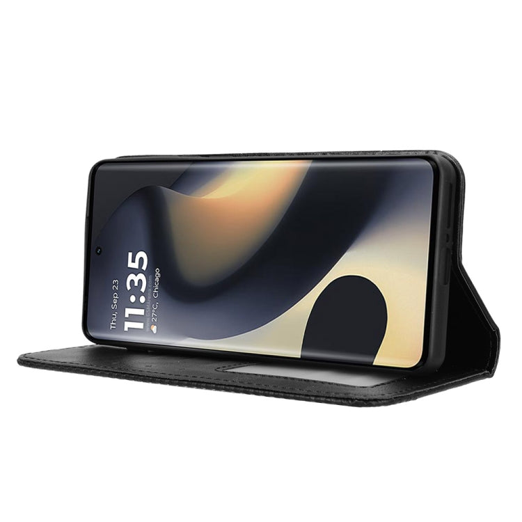 For Motorola Edge 2024 5G Magnetic Buckle Retro Texture Leather Phone Case(Black) by buy2fix