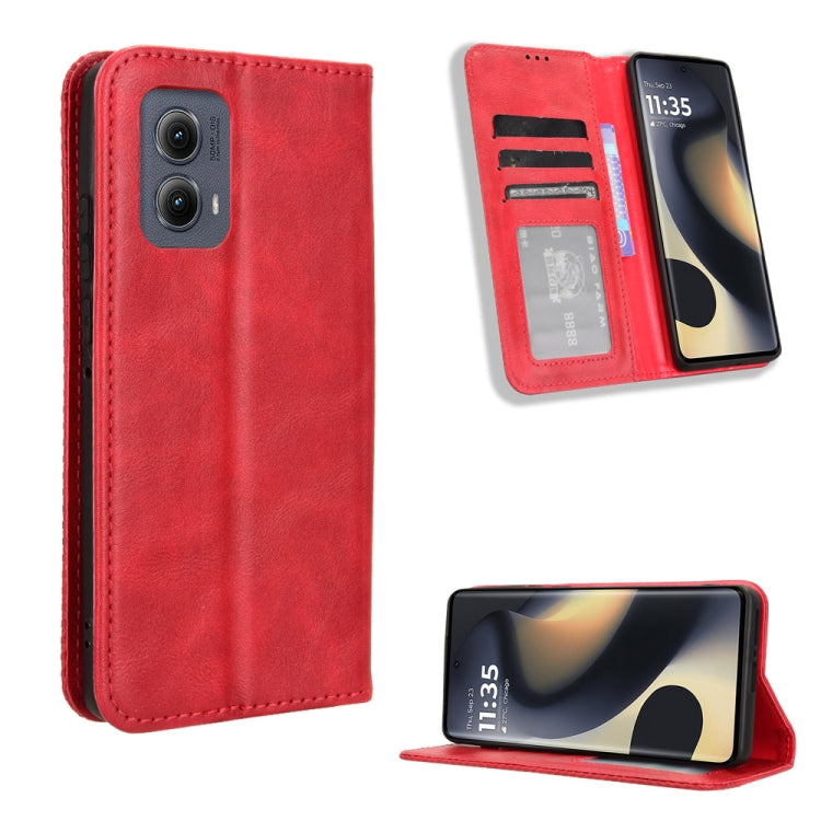 For Motorola Edge 2024 5G Magnetic Buckle Retro Texture Leather Phone Case(Red) by buy2fix