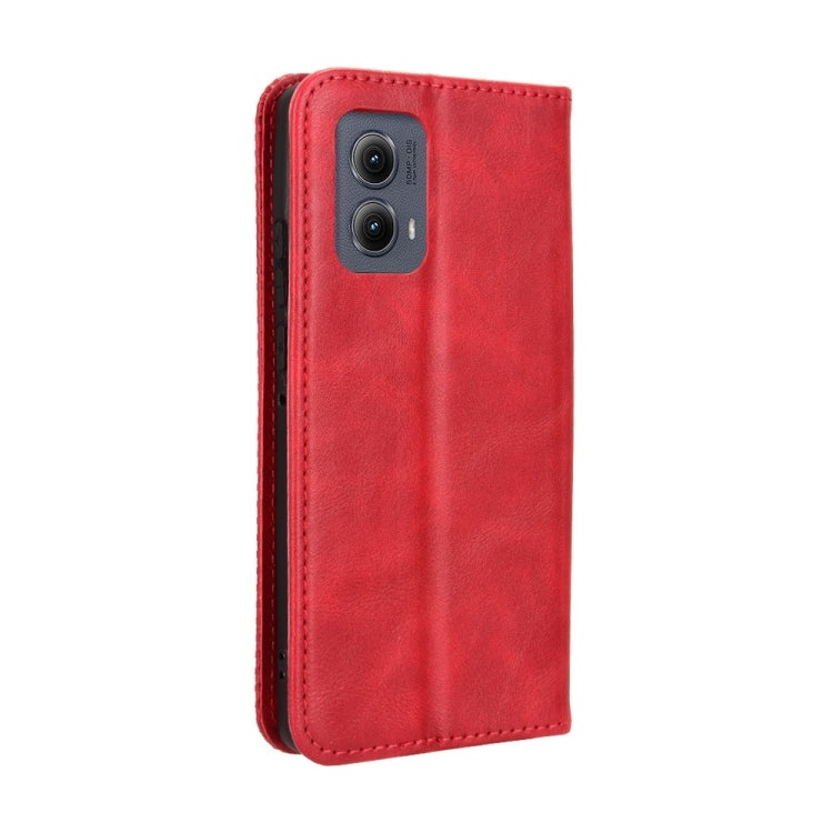 For Motorola Edge 2024 5G Magnetic Buckle Retro Texture Leather Phone Case(Red) by buy2fix