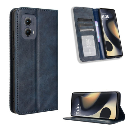 For Motorola Edge 2024 5G Magnetic Buckle Retro Texture Leather Phone Case(Blue) by buy2fix