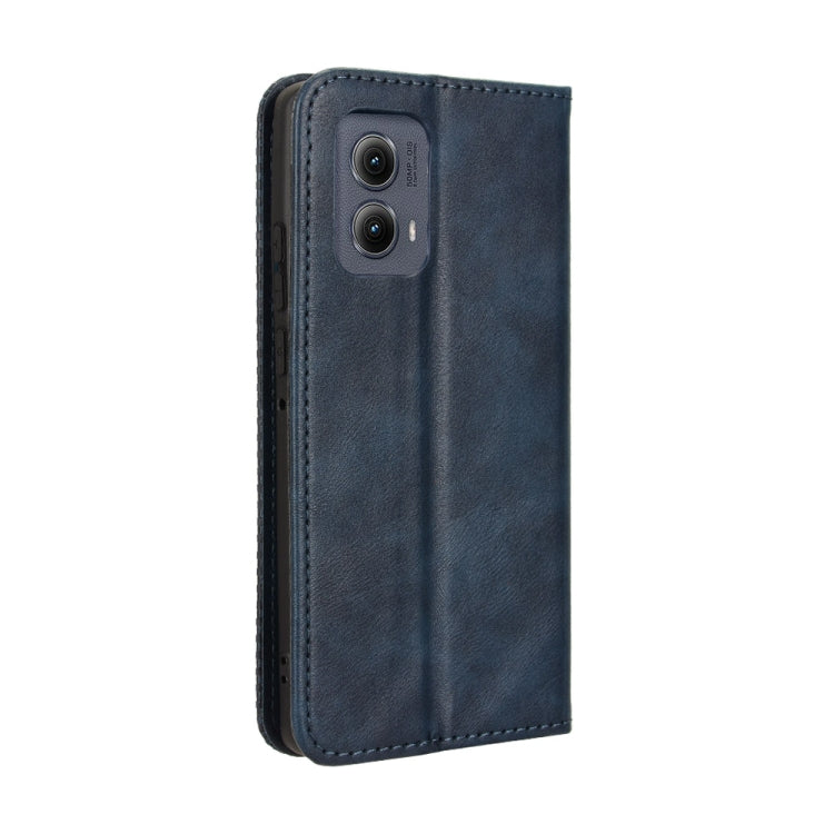 For Motorola Edge 2024 5G Magnetic Buckle Retro Texture Leather Phone Case(Blue) by buy2fix