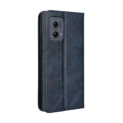 For Motorola Edge 2024 5G Magnetic Buckle Retro Texture Leather Phone Case(Blue) by buy2fix
