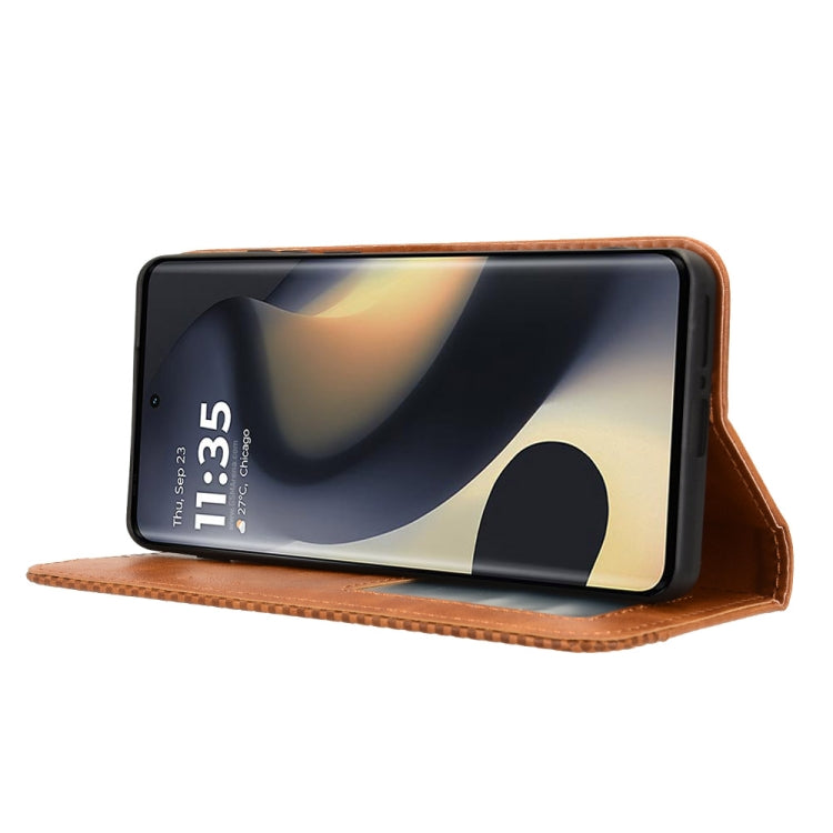 For Motorola Edge 2024 5G Magnetic Buckle Retro Texture Leather Phone Case(Brown) by buy2fix