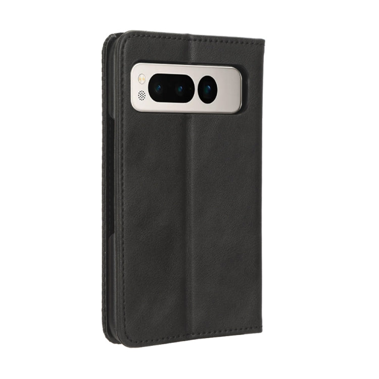 For Google Pixel Fold Magnetic Buckle Retro Texture Leather Phone Case(Black) by buy2fix
