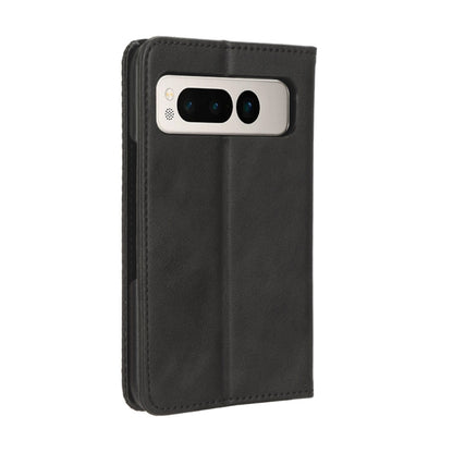 For Google Pixel Fold Magnetic Buckle Retro Texture Leather Phone Case(Black) by buy2fix