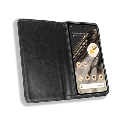 For Google Pixel Fold Magnetic Buckle Retro Texture Leather Phone Case(Black) by buy2fix