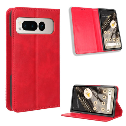 For Google Pixel Fold Magnetic Buckle Retro Texture Leather Phone Case(Red) by buy2fix