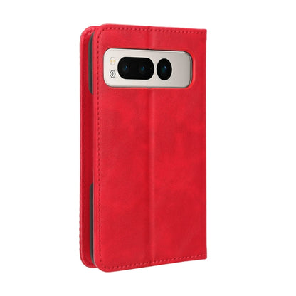 For Google Pixel Fold Magnetic Buckle Retro Texture Leather Phone Case(Red) by buy2fix