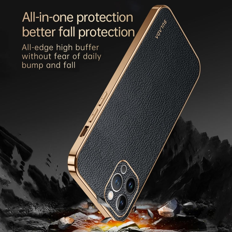 For iPhone 15 Pro SULADA TPU + Litchi Texture Leather Phone Case(Blue) - iPhone 15 Pro Cases by SULADA | Online Shopping UK | buy2fix