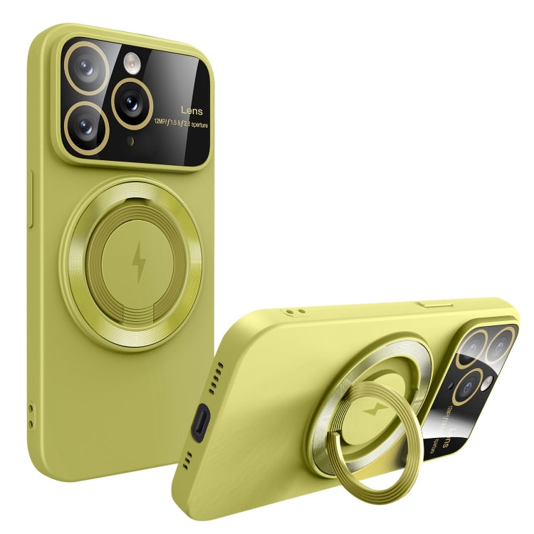 For iPhone 11 Pro Max Large Window MagSafe Magnetic Holder Phone Case(Avocado Green) by buy2fix